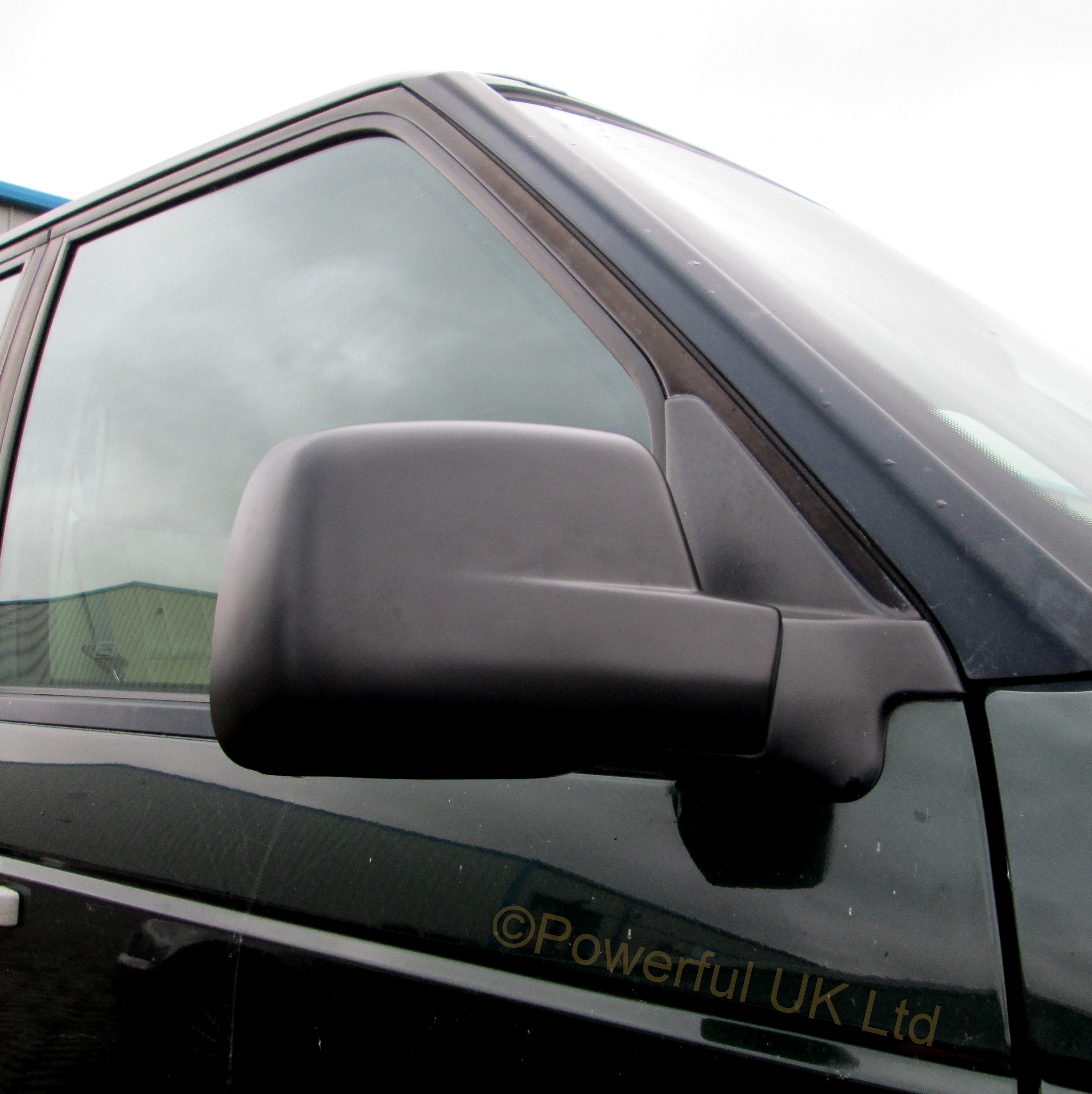 Pair of Satin Black door wing mirror covers for Range Rover P38 Vogue